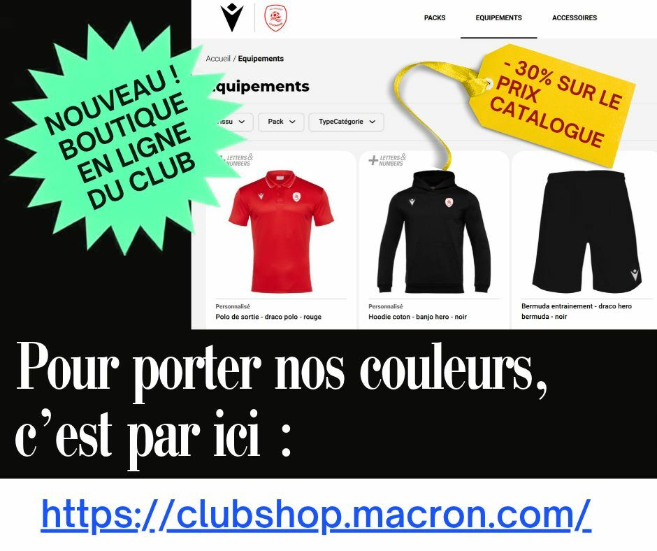 Nouveau : boutique en ligne du club !